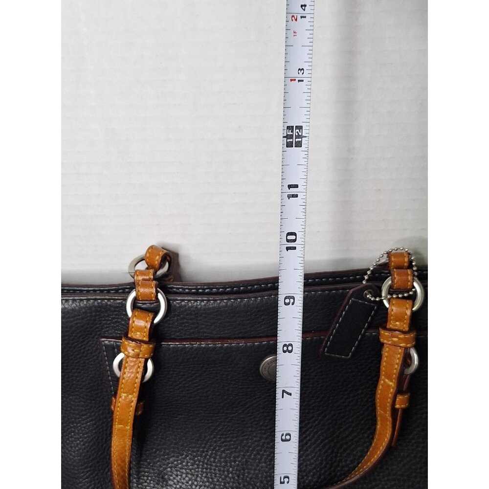 Vtg COACH Chelsea Pebbled Black Leather Handbag Tote C06S-8E97 Mauve Pink Lining - Picture 3 of 12